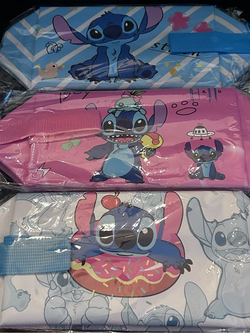 Stitch Light Blue, Pink & White Zipper School Supplies or Cosmetic Pouch Zip Bag